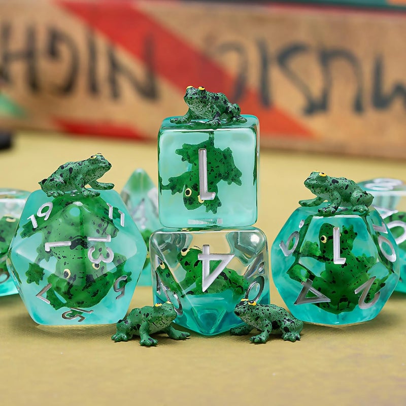 weyano DND Resin Frog Dice Set, Animal Polyhedral Dice for Dungeons and Dragons, RPG, MTG D&D 7-DIE (D4, D6, D8, D10, D12, D20, D%) for Ages 15 and Up - Image 5